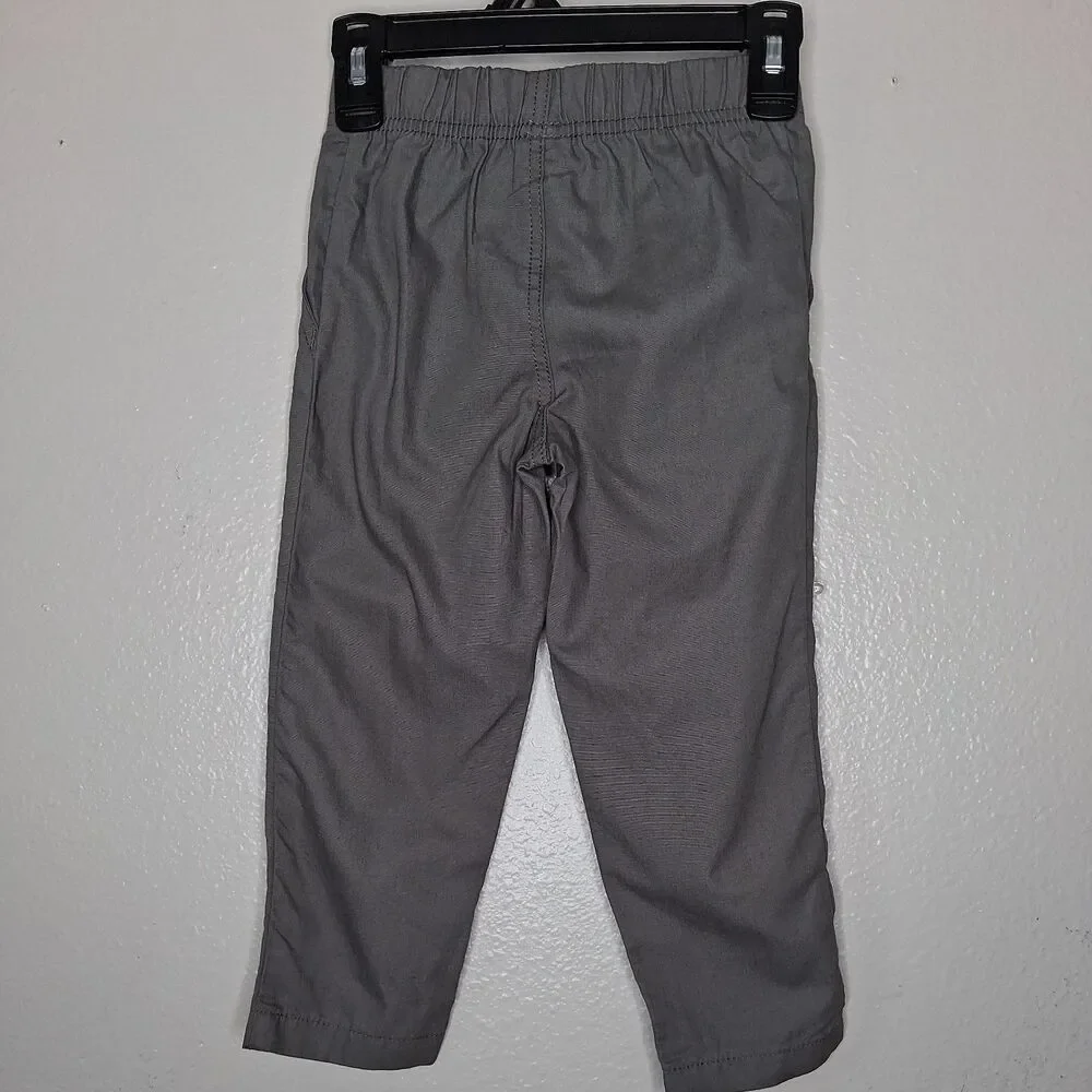 Carters Toddler Boys 2 Piece Set Plaid Hooded Flannel Shirt and Gray Pants 3T